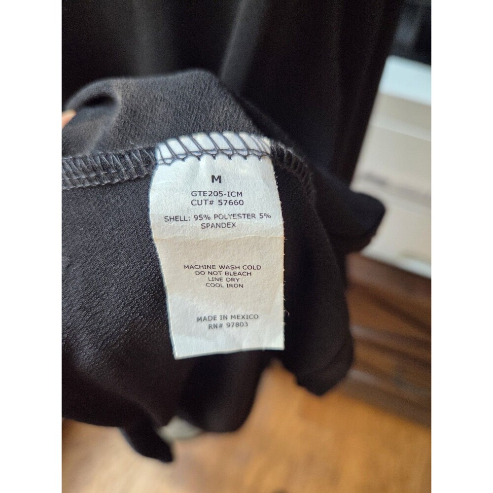 Green Envelope Black Elbow Length Sleeve Black Blouse with Keyhole Openings, M - Picture 7 of 7